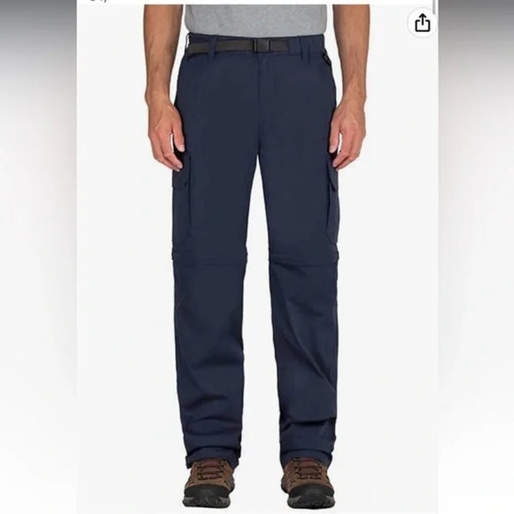 BC Clothing Convertible Pants Mens XXL 32 Navy Cargo Hiking Outdoor